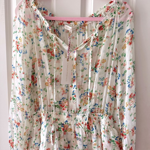 LoveShackFancy Silk Floral Popover Dress - Picture 2 of 14